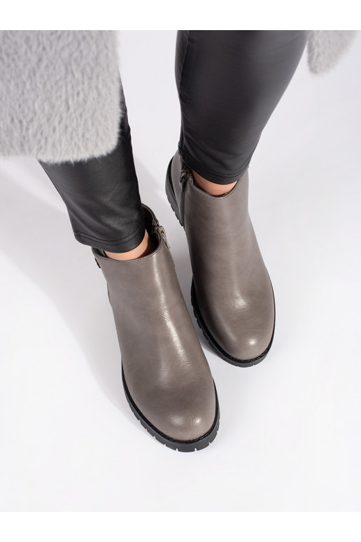 Pelēkas krāsas zābaki z imitacji skóry