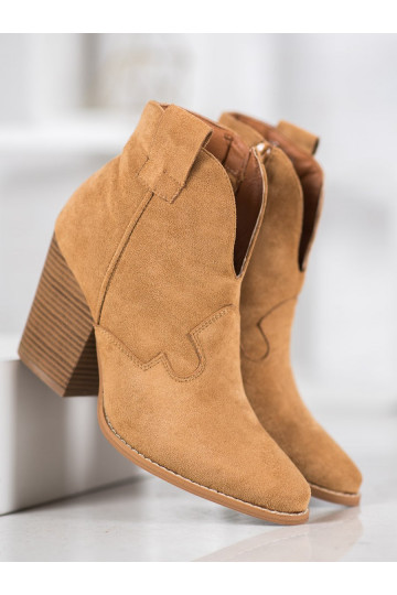 zamšādas Kovboju stila puszābaki ar papēdi 2