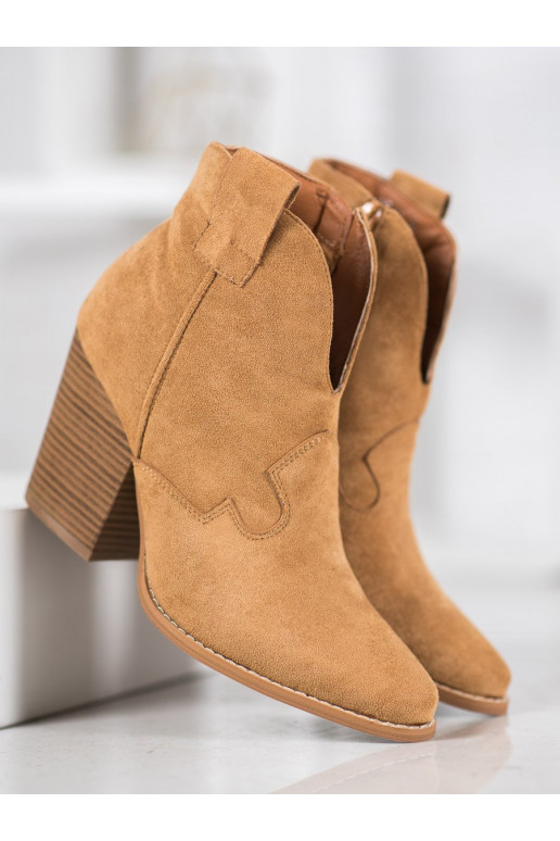 zamšādas Kovboju stila puszābaki ar papēdi