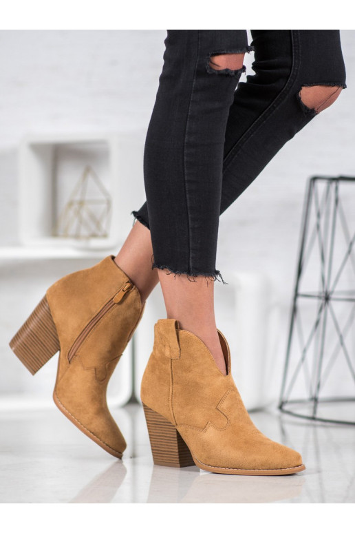 zamšādas Kovboju stila puszābaki ar papēdi