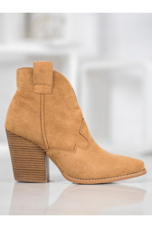 zamšādas Kovboju stila puszābaki ar papēdi