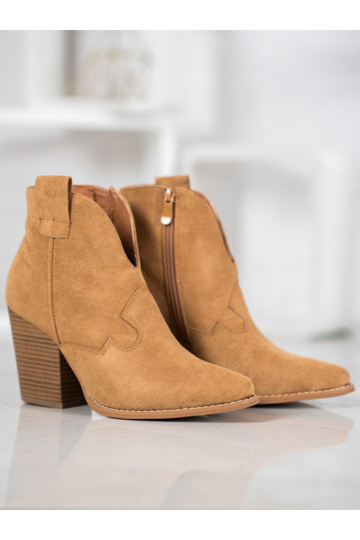 zamšādas Kovboju stila puszābaki ar papēdi