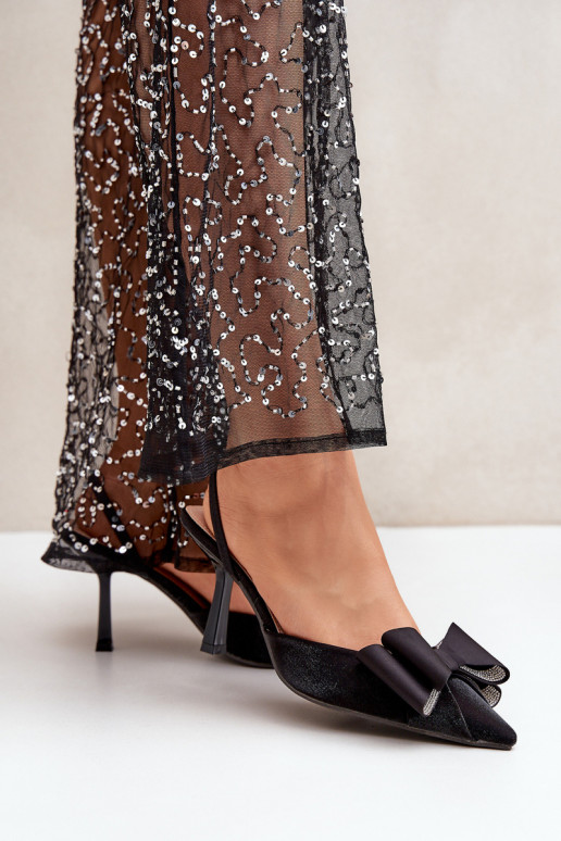 Auduma augstpapēžu kurpes ar bantītēm Melns Selatea Auduma augstpapēžu kurpes ar bantītēm Melns Selatea