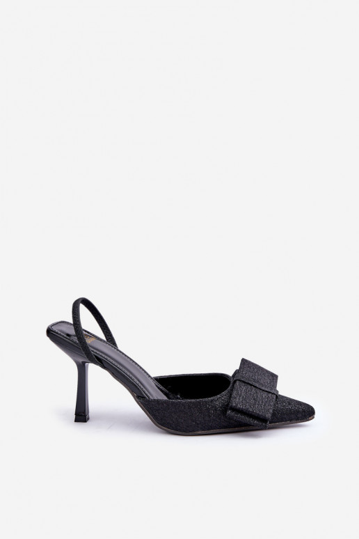 Spīdīgi augstpapēžu kurpes ar bantītēm Melns Gredan Spīdīgi augstpapēžu kurpes ar bantītēm Melns Gredan