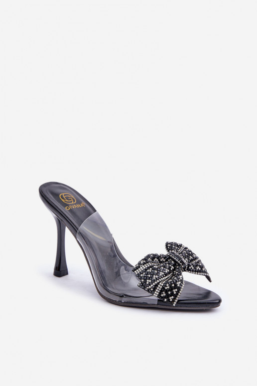  sandales ar papēdi  ar bantītēm Melns Viosta