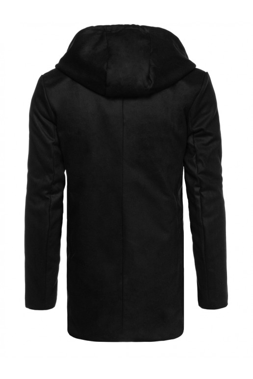 Vīriešu vienrindas melns ziemas mētelis