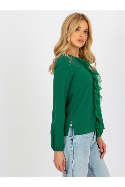 Tumši zaļa svinīga blūze ar...