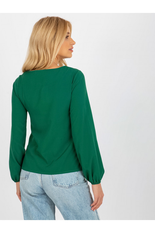 Tumši zaļa svinīga blūze ar...
