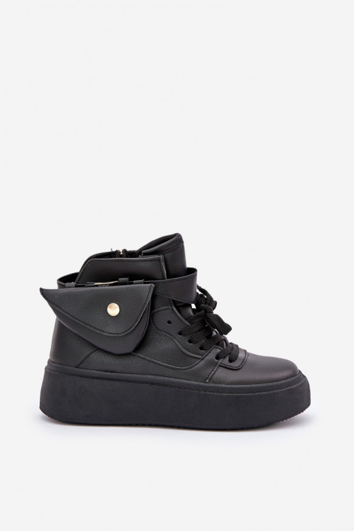 augsti sneakers ar papildu somiņu ar platformu melnā krāsā Saramis