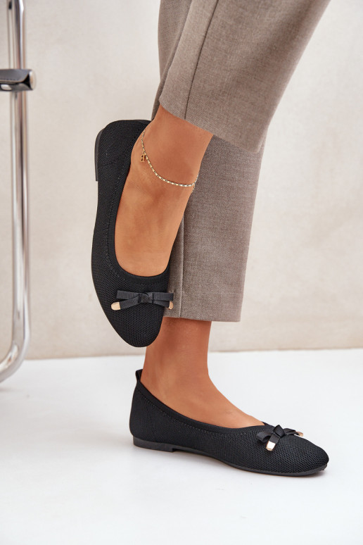 Balerīnas ar bantītēm Melns Bianila  Balerīnas ar bantītēm Melns Bianila