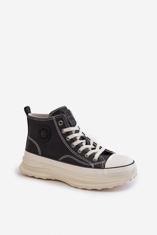 Platformas apavi no eko ādas melnā krāsā Platformas apavi no eko ādas melnā krāsā