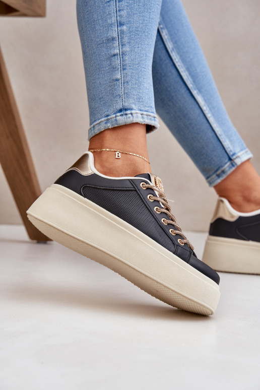  modeļa apavi ar platformu  Sznurówkami Melns Fonetha