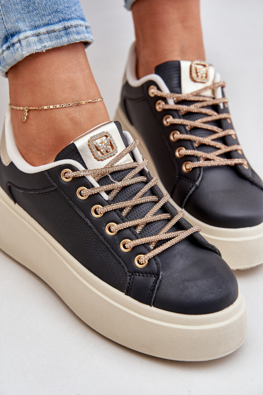  modeļa apavi ar platformu  Sznurówkami Melns Fonetha