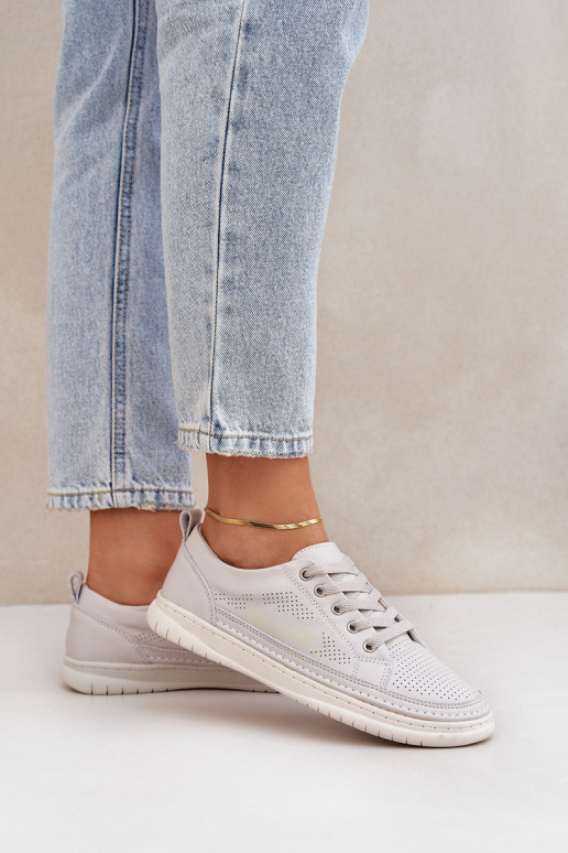 Stilīgi sporta apavi no dabīgas ādas Pelēkas krāsas Cloesa