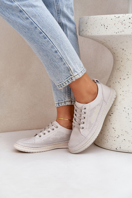 Stilīgi sporta apavi no dabīgas ādas Pelēkas krāsas Cloesa