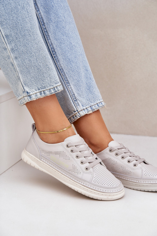 Stilīgi sporta apavi no dabīgas ādas Pelēkas krāsas Cloesa