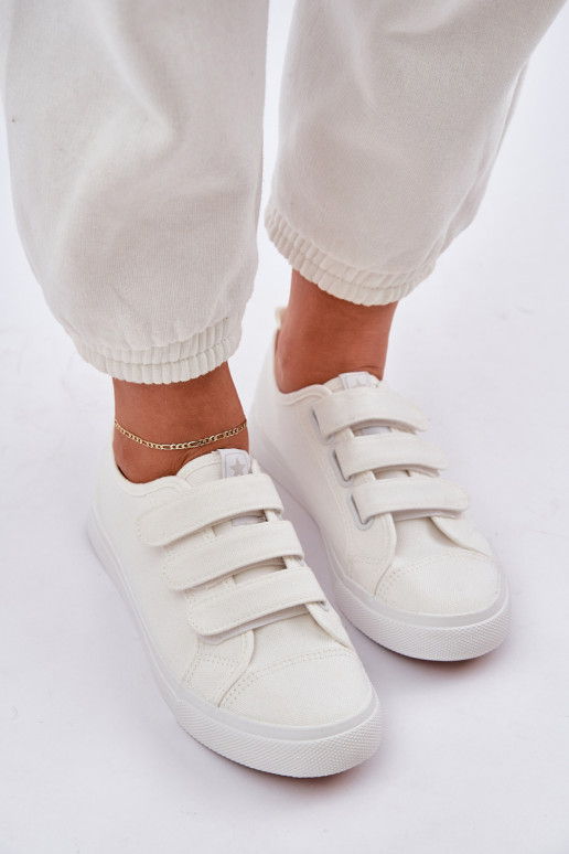  sporta apavi ar līdzenu zoli ar lipīgām aizdarēm baltas krāsas Dilan