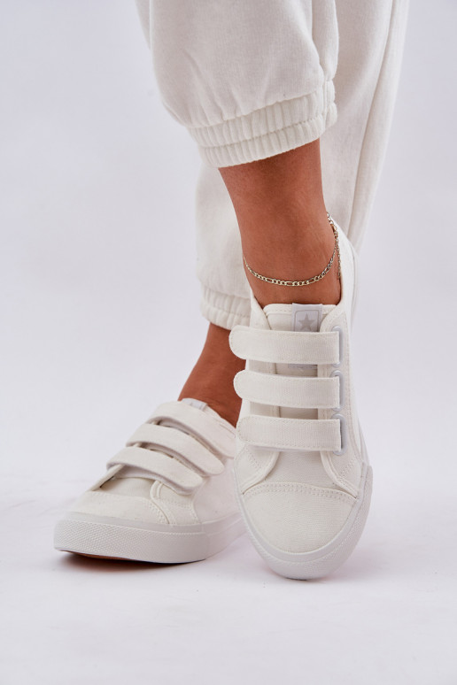  sporta apavi ar līdzenu zoli ar lipīgām aizdarēm baltas krāsas Dilan