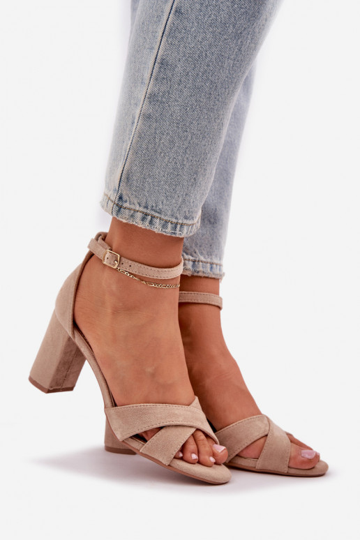 sandales Na Słupkowym Obcasie Z u smilšu krāsas Saniffia