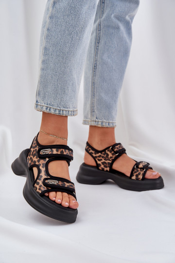 Eko   Vieglas basenes ar platformu ar leoparda kažokādas rakstu brūnas krāsas Deniffia 2