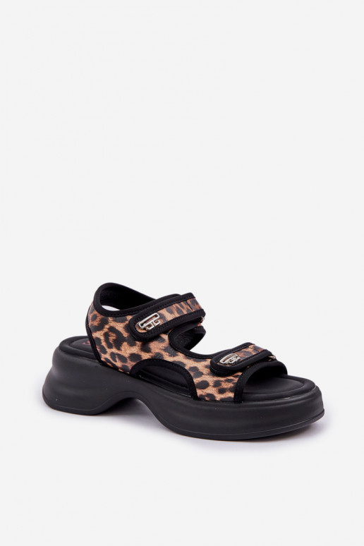 Eko   Vieglas basenes ar platformu ar leoparda kažokādas rakstu brūnas krāsas Deniffia