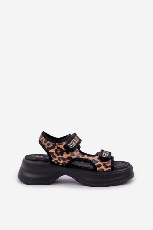 Eko   Vieglas basenes ar platformu ar leoparda kažokādas rakstu brūnas krāsas Deniffia