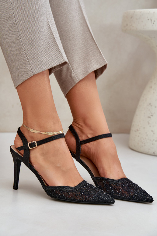 Dekorētas augstpapēžu kurpes Apavi ar spicu purngalu Melns Nanadra Dekorētas augstpapēžu kurpes Apavi ar spicu purngalu Melns Nanadra