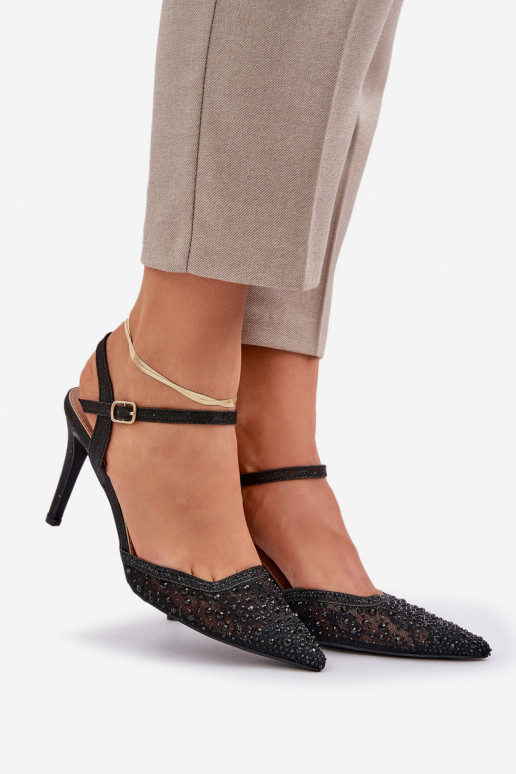 Dekorētas augstpapēžu kurpes Apavi ar spicu purngalu Melns Nanadra Dekorētas augstpapēžu kurpes Apavi ar spicu purngalu Melns Nanadra