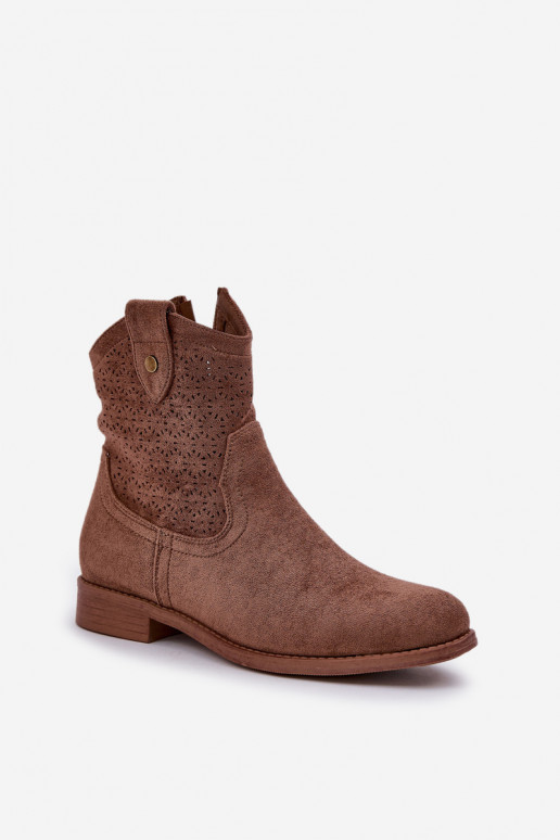 Zābaki ar platiem papēžiem S.Barski HY51-063 brūnas krāsas Zābaki ar platiem papēžiem S.Barski HY51-063 brūnas krāsas