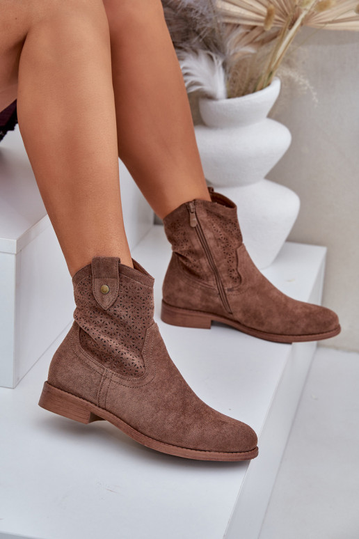 Zābaki ar platiem papēžiem S.Barski HY51-063 brūnas krāsas Zābaki ar platiem papēžiem S.Barski HY51-063 brūnas krāsas