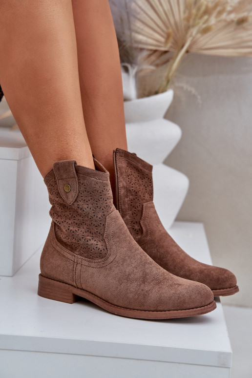 Zābaki ar platiem papēžiem S.Barski HY51-063 brūnas krāsas Zābaki ar platiem papēžiem S.Barski HY51-063 brūnas krāsas