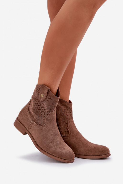 Zābaki ar platiem papēžiem S.Barski HY51-063 brūnas krāsas Zābaki ar platiem papēžiem S.Barski HY51-063 brūnas krāsas