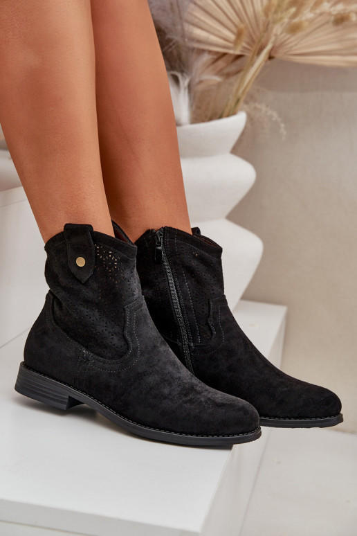 Zābaki ar platiem papēžiem S.Barski HY51-063 Melns Zābaki ar platiem papēžiem S.Barski HY51-063 Melns