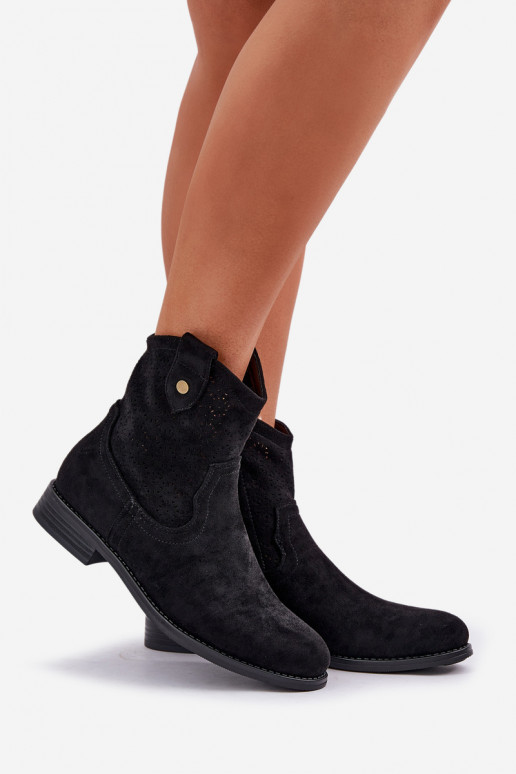 Zābaki ar platiem papēžiem S.Barski HY51-063 Melns Zābaki ar platiem papēžiem S.Barski HY51-063 Melns