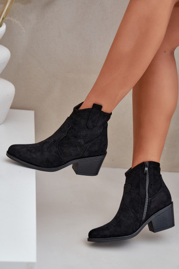 kovboju stila puszābaki  Eko Ažūra zamšādas S.Barski HY51-061 Melns