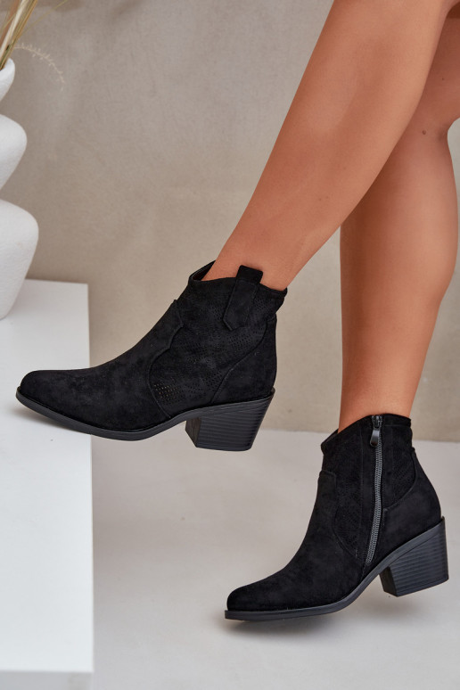 kovboju stila puszābaki  Eko Ažūra zamšādas S.Barski HY51-061 Melns kovboju stila puszābaki  Eko Ažūra zamšādas S.Barski HY51-061 Melns