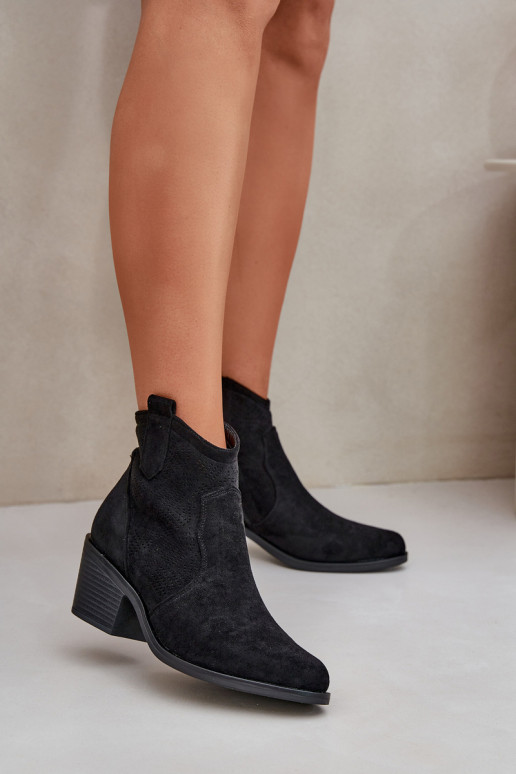 kovboju stila puszābaki  Eko Ažūra zamšādas S.Barski HY51-061 Melns kovboju stila puszābaki  Eko Ažūra zamšādas S.Barski HY51-061 Melns