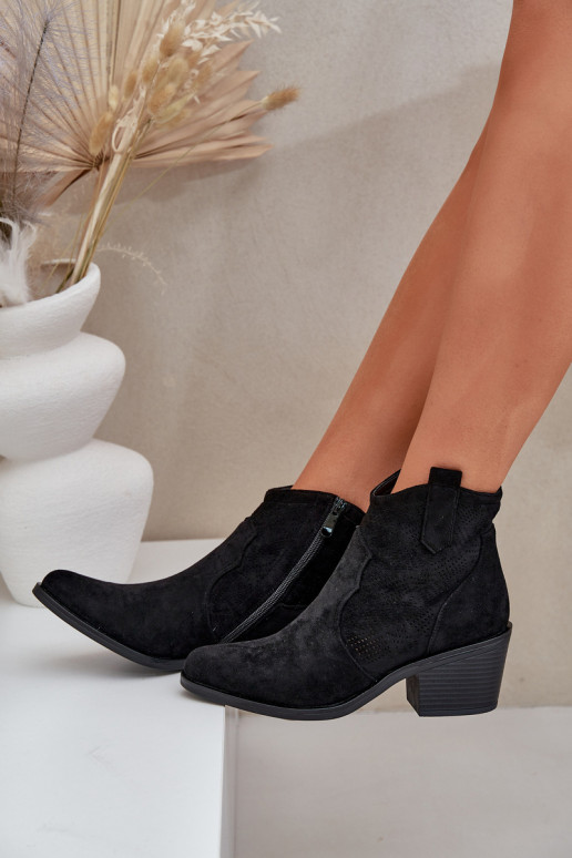 kovboju stila puszābaki  Eko Ažūra zamšādas S.Barski HY51-061 Melns kovboju stila puszābaki  Eko Ažūra zamšādas S.Barski HY51-061 Melns