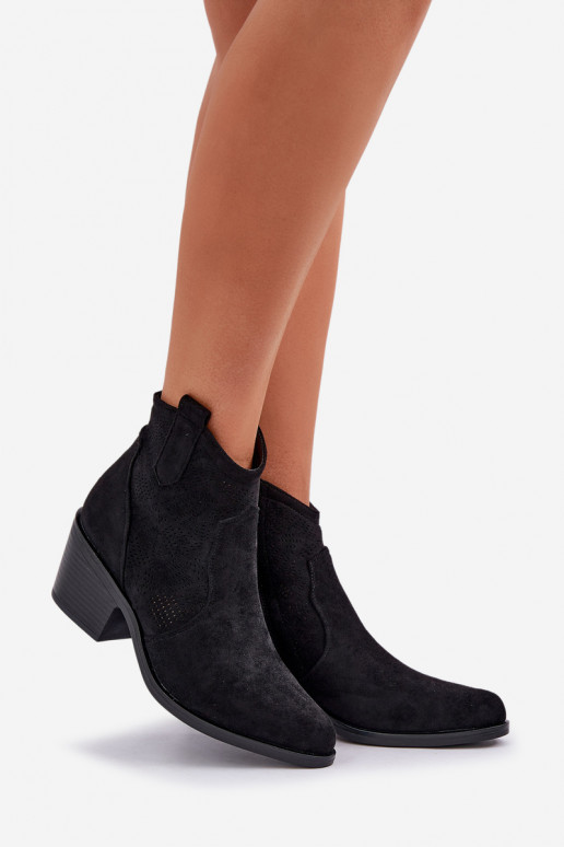 kovboju stila puszābaki  Eko Ažūra zamšādas S.Barski HY51-061 Melns kovboju stila puszābaki  Eko Ažūra zamšādas S.Barski HY51-061 Melns