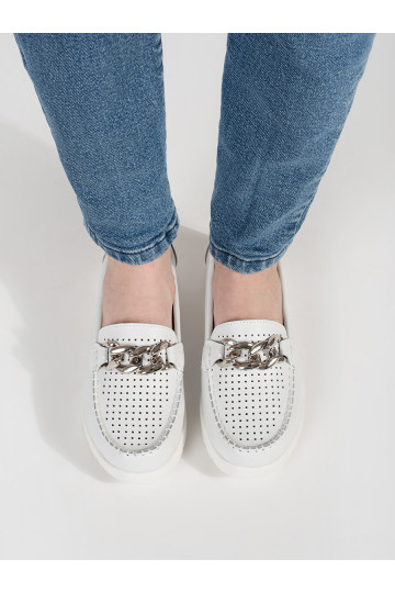 balta krāsa mokasīni  ar platformu 2