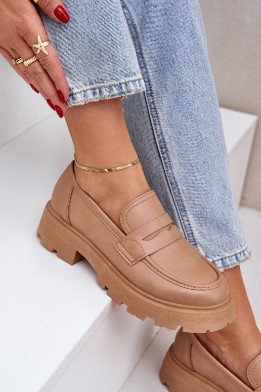 sieviešu mokasīni no eko ādas smilšu krāsas Sendall