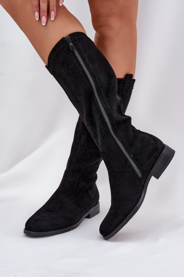 garie zābaki Z Ażurową Cholewką ar platiem papēžiem S.Barski HY51-860 Melns