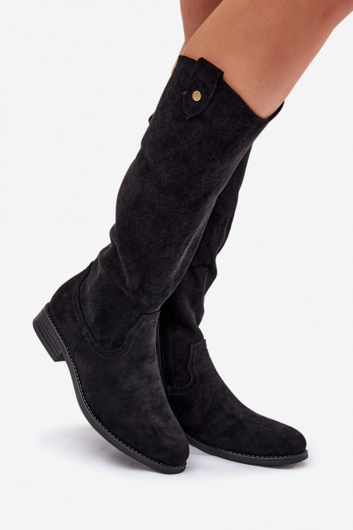 garie zābaki ar platiem papēžiem  S.Barski HY51-062 Melns