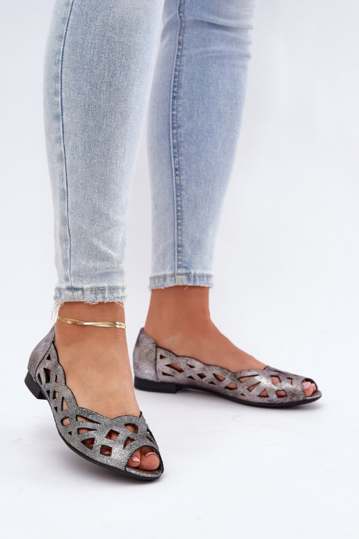 Ažūra balerīnas Z Odkrytymi Palcami Sudraba krāsas Calgis