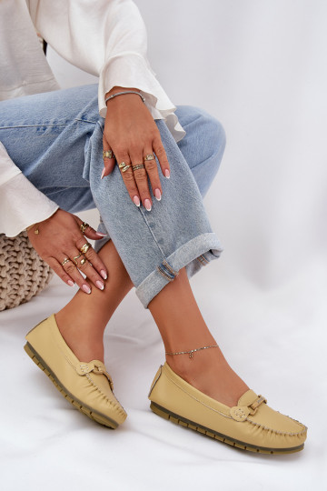 zempapēžu   Mokasīni ar ornamentiem S.Barski LR51-547 Dzelteni