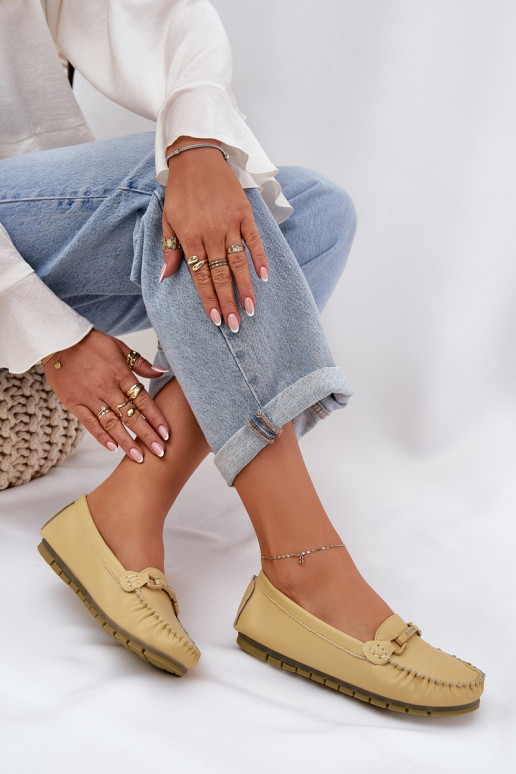 zempapēžu   Mokasīni ar ornamentiem S.Barski LR51-547 Dzelteni