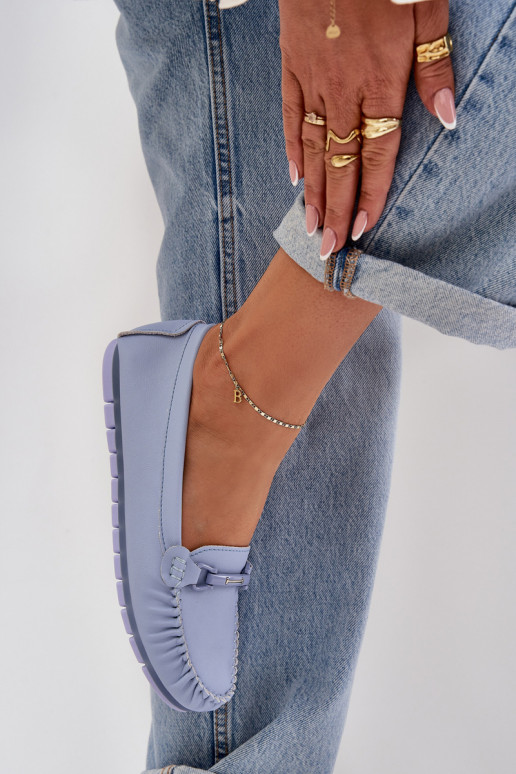 zempapēžu   Mokasīni ar ornamentiem S.Barski LR51-547 Zilas krāsas