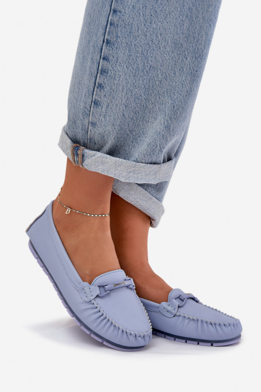 zempapēžu   Mokasīni ar ornamentiem S.Barski LR51-547 Zilas krāsas