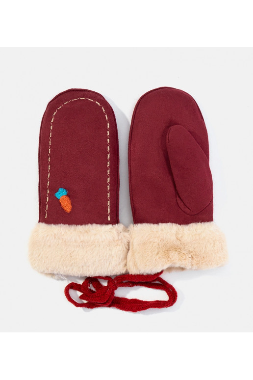 Burgundijas burkānu bērnu cimdi