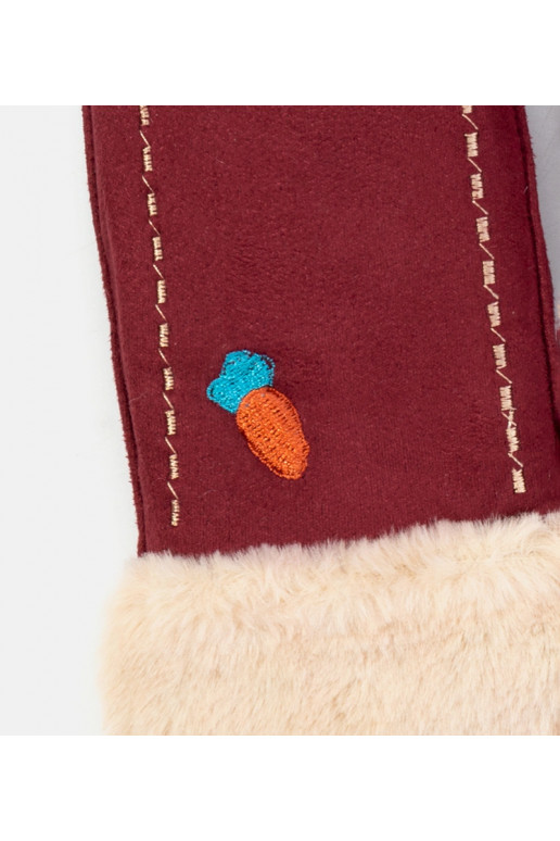 Burgundijas burkānu bērnu cimdi